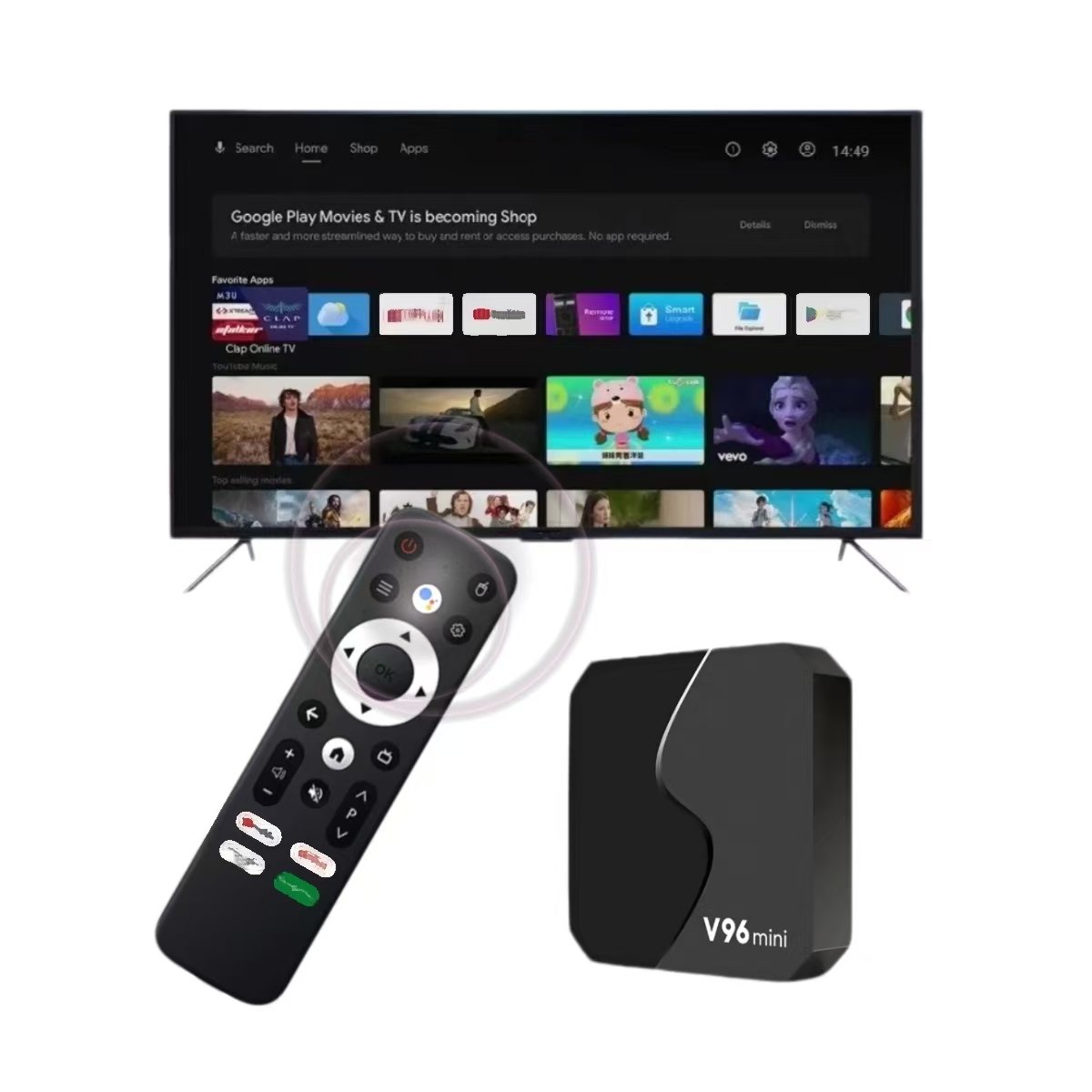 V96 Mini Cheapest Tv Box Android12 ATV Allwinner BT Voice Remote Set Top Box 4K TV Box Bangladesh Argentina Brazil