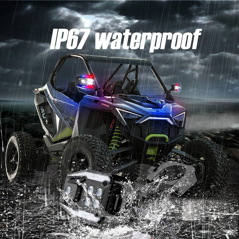DRL and Amber Turn Signal Light ATV UTV LED Side Rear View Mirror Lights Fit for 1.75 to 2 Inch Can Am X3 Roll Cage Bar