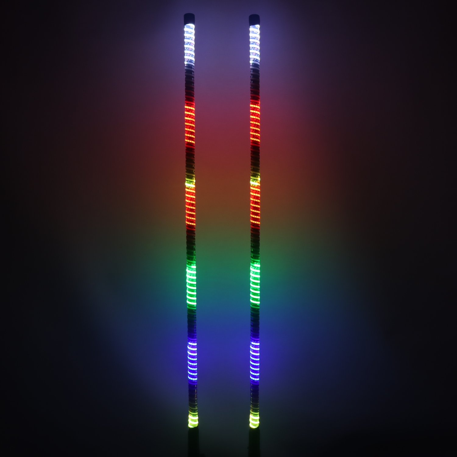 Super Bright COB RGB Spiral Whip Light UTV ATV 2FT 3FT 4FT 5FT 6FT RGB Led Whips Light APP Remote Control