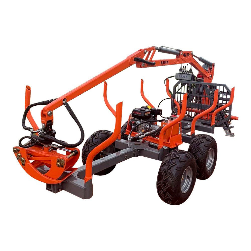 1.5ton / 2 Ton Atv Timber Hauling 4wd Skidding Log Trailer and 4.2m Telescope Crane with Remote Control Winch