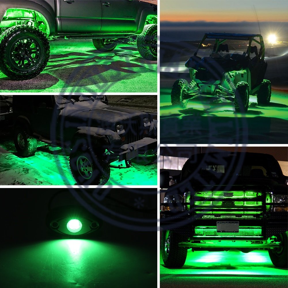 OVOVS Green 12 Volt Neon Lights Led Rock Light 9 Chips for Off Road Truck SUV ATV