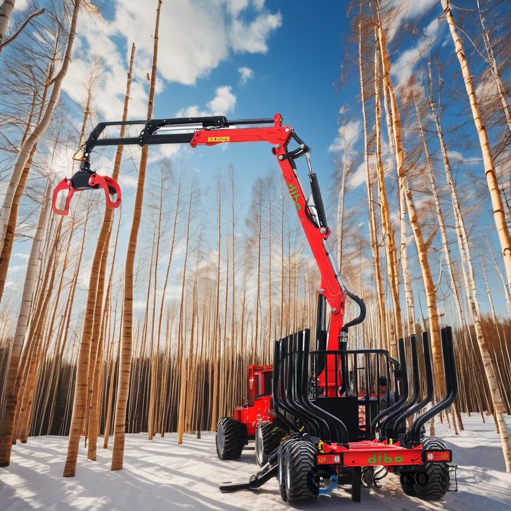 CE EPA Forest 360 Rotation Hydraulic Timber Loading Trailer Wood Wagon Grab PTO Pump Log Trailer with Brakes Crane Grapple Winch