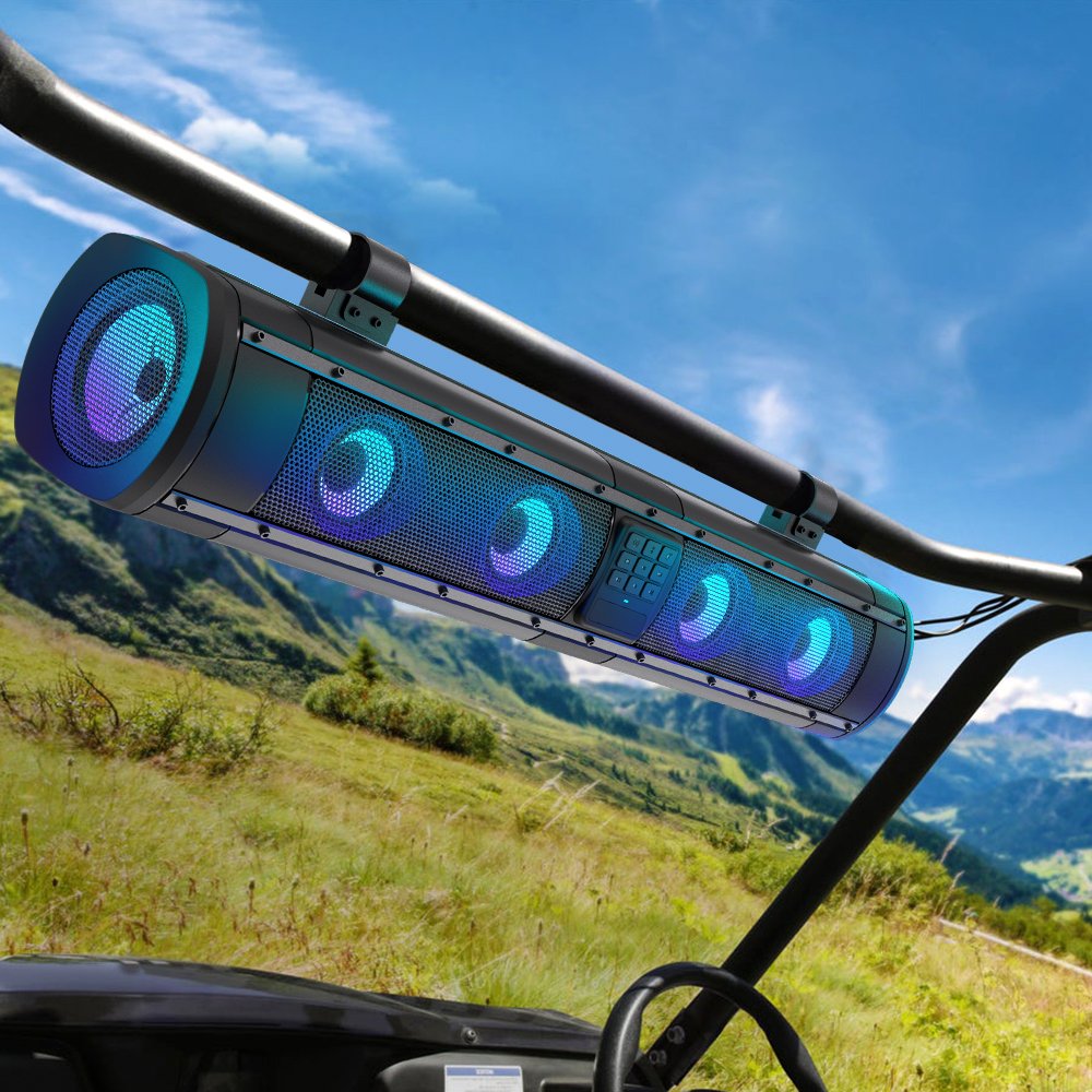 Gsou Motorcycle Sound Bar RGB Amplified Speaker for Motorcycle UTV ATV Marine Ect