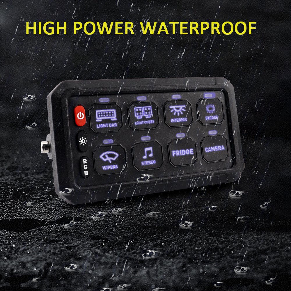 General 8 Gang Switch Panel Marine SUV ATV UTV Truck 4x4 12V 24V Off-road Auto LED Switch Panel with Circuit Control Box