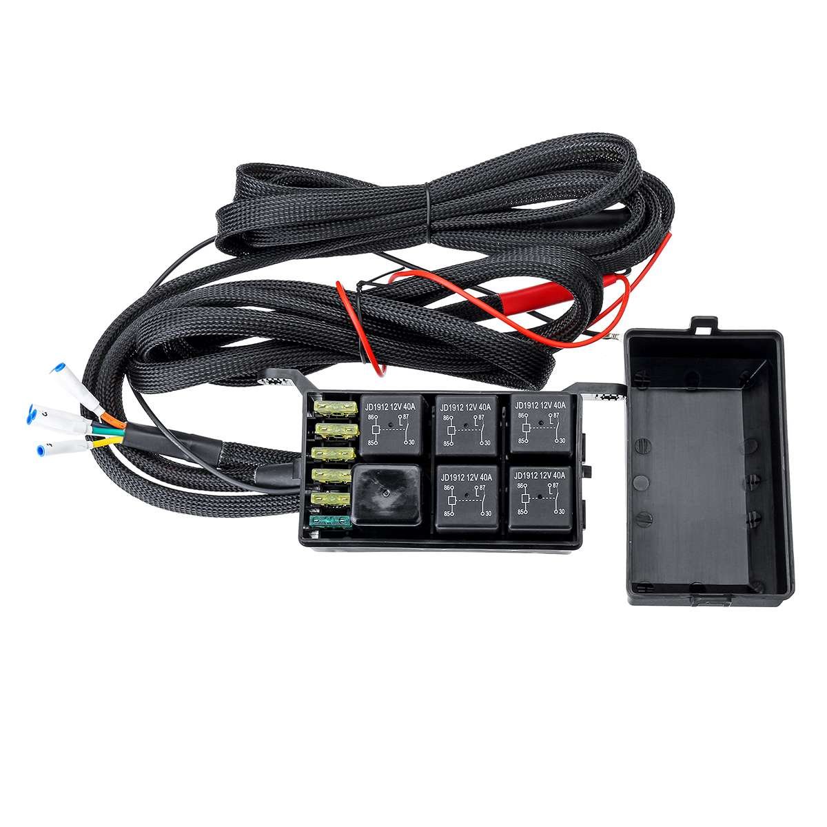 6 Circuit Control Box Universal Waterproof Fuse Relay Box Touch Switch Box with Label Stickers for Truck ATV UTV SUV Car