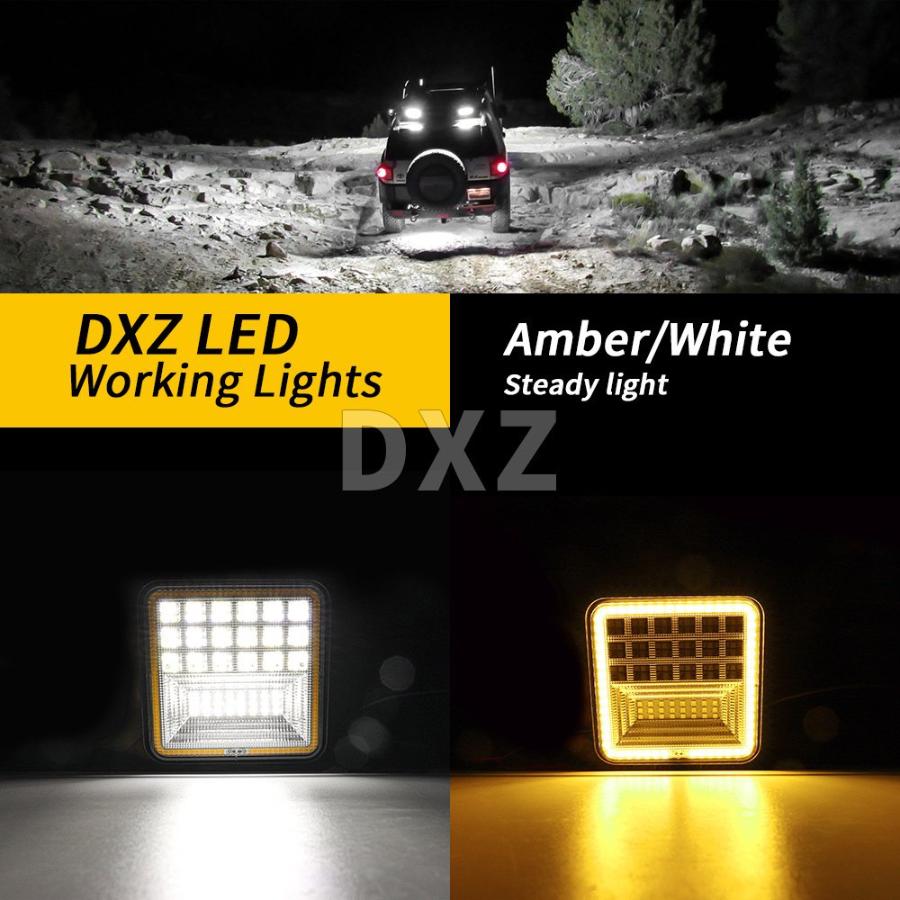 DXZ 12V 24V 4inch SUV ATV Truck Boat Spot Bar 126W Work Lamp Waterproof White Yellow Angel Eyes Led Work Light