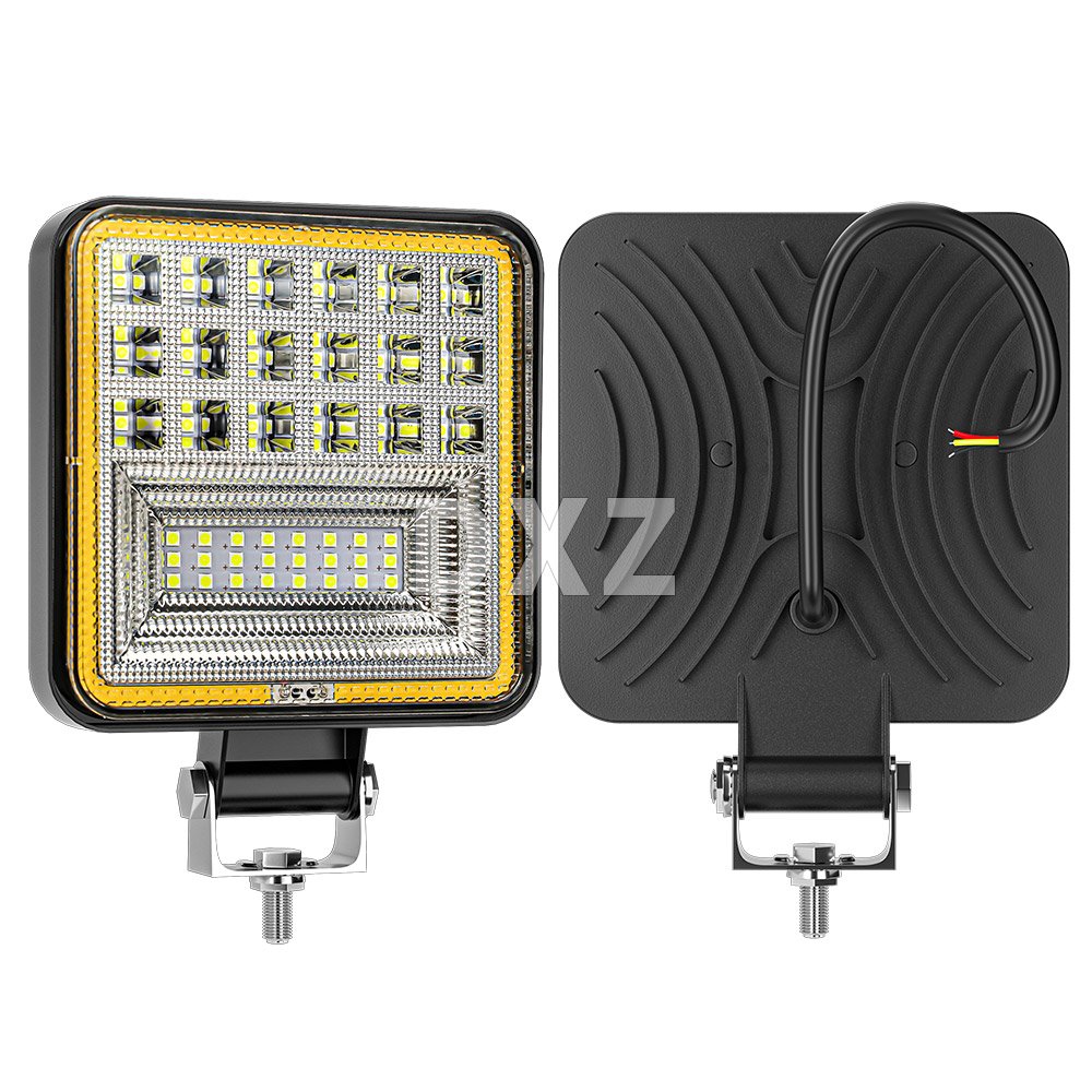 DXZ 12V 24V 4inch SUV ATV Truck Boat Spot Bar 126W Work Lamp Waterproof White Yellow Angel Eyes Led Work Light