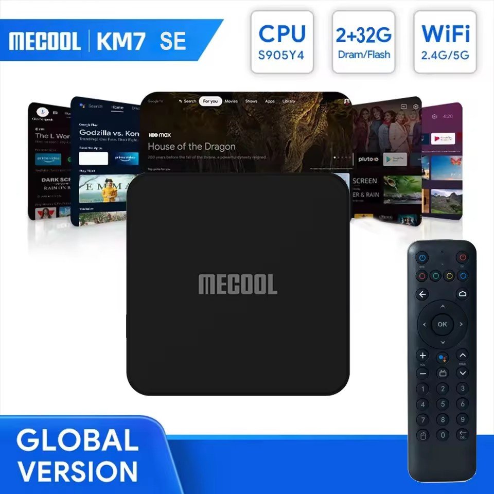 2024 MECOOL KM7 SE 8k Android Tv Box Amlogic S905Y4 2GB DDR4 32GB EMMC Set Top Box Km7se Google OTT Tv Box ATV