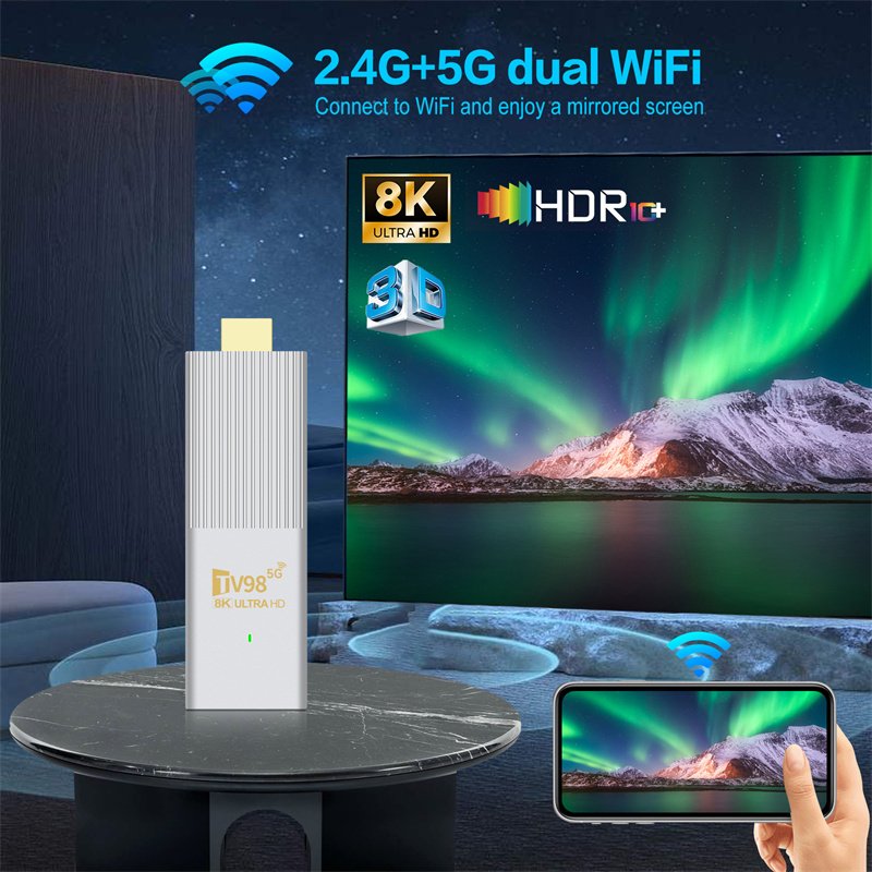TV98 ATV X6 Smart TV Box Dual WIFI Allwinner H313 Android 14.0 Set Top Box 8K Video Media Player BT5.0 TV Stick Dongle
