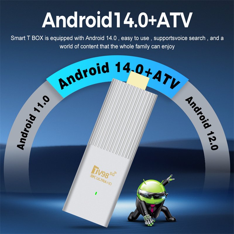 TV98 ATV X6 Smart TV Box Dual WIFI Allwinner H313 Android 14.0 Set Top Box 8K Video Media Player BT5.0 TV Stick Dongle