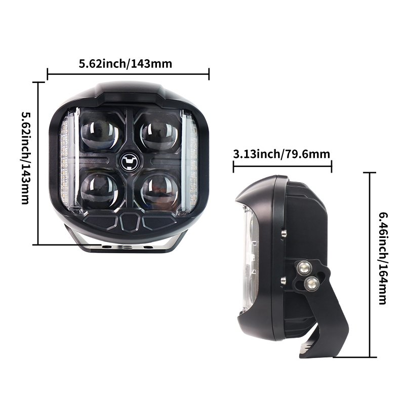 12V 24V 6 Inch LED Spot Work Light Side Shooter Fog Lights Driving LED Spotlight for Truck Car Offroad 4X4 4WD ATV SUV ATV UAZ