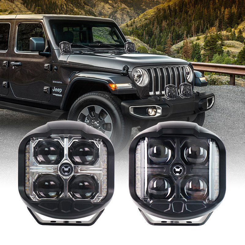 12V 24V 6 Inch LED Spot Work Light Side Shooter Fog Lights Driving LED Spotlight for Truck Car Offroad 4X4 4WD ATV SUV ATV UAZ