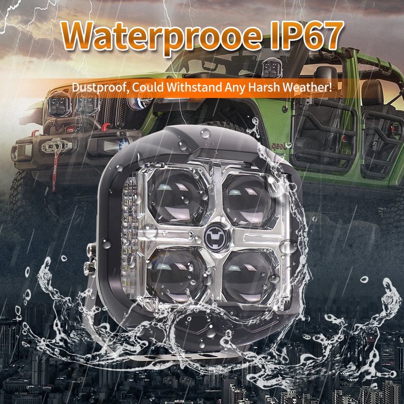 12V 24V 6 Inch LED Spot Work Light Side Shooter Fog Lights Driving LED Spotlight for Truck Car Offroad 4X4 4WD ATV SUV ATV UAZ