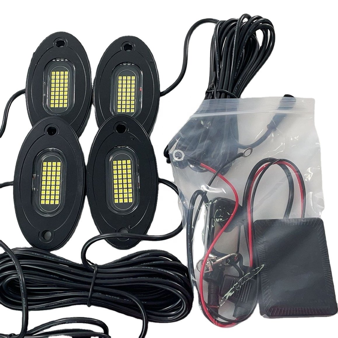 Kingshowstar Waterproof IP68 LED Rock Lights 36W Pure White LED Lights Kit Auto Underglow White Rock Light Pod RZR ATV UTV Truck