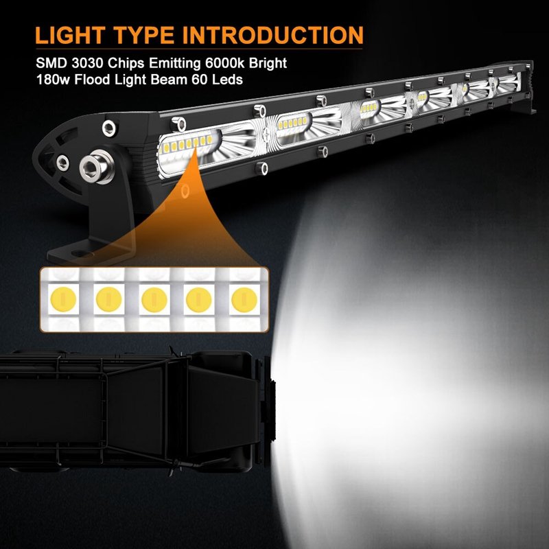 LED Work Light 7 Inch 14 Inch 30 Inch Ultra-thin Single Row LED Light Bar Suitable for Off-road 4X4 Je-ep Wrangler Jk Work Light