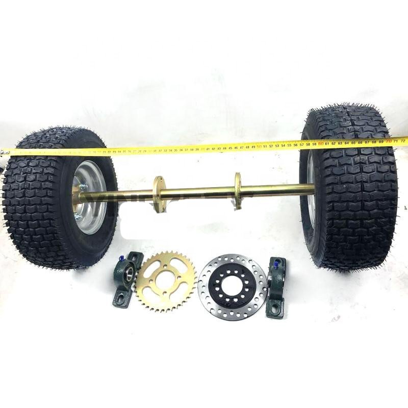 DIY Four Wheel GO KART KARTING UTV Buggy Brake Disc 13X6.50-6 Inch Wheel Tires 160 Rotors Sprocket 6205 65CM ATV Rear Axle