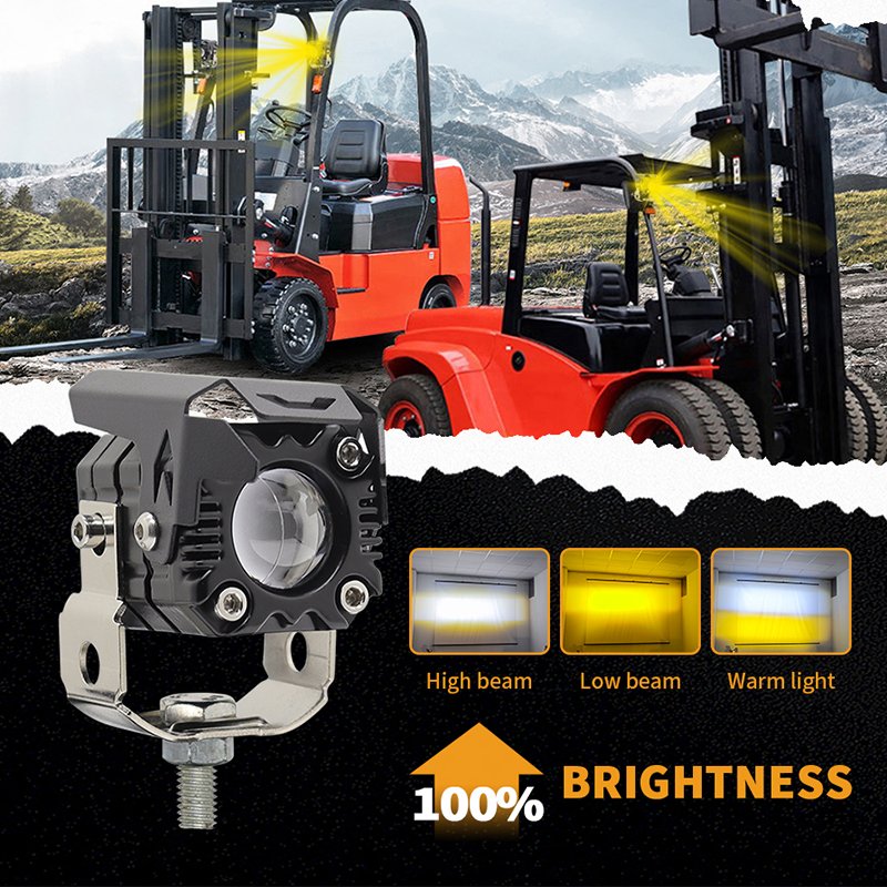 LED Motorcycle Headlight Fog Lights Auxiliary Driving Lamp Hi/low Beam Amber White Spotlight Dual Color Motorcycle Accessories