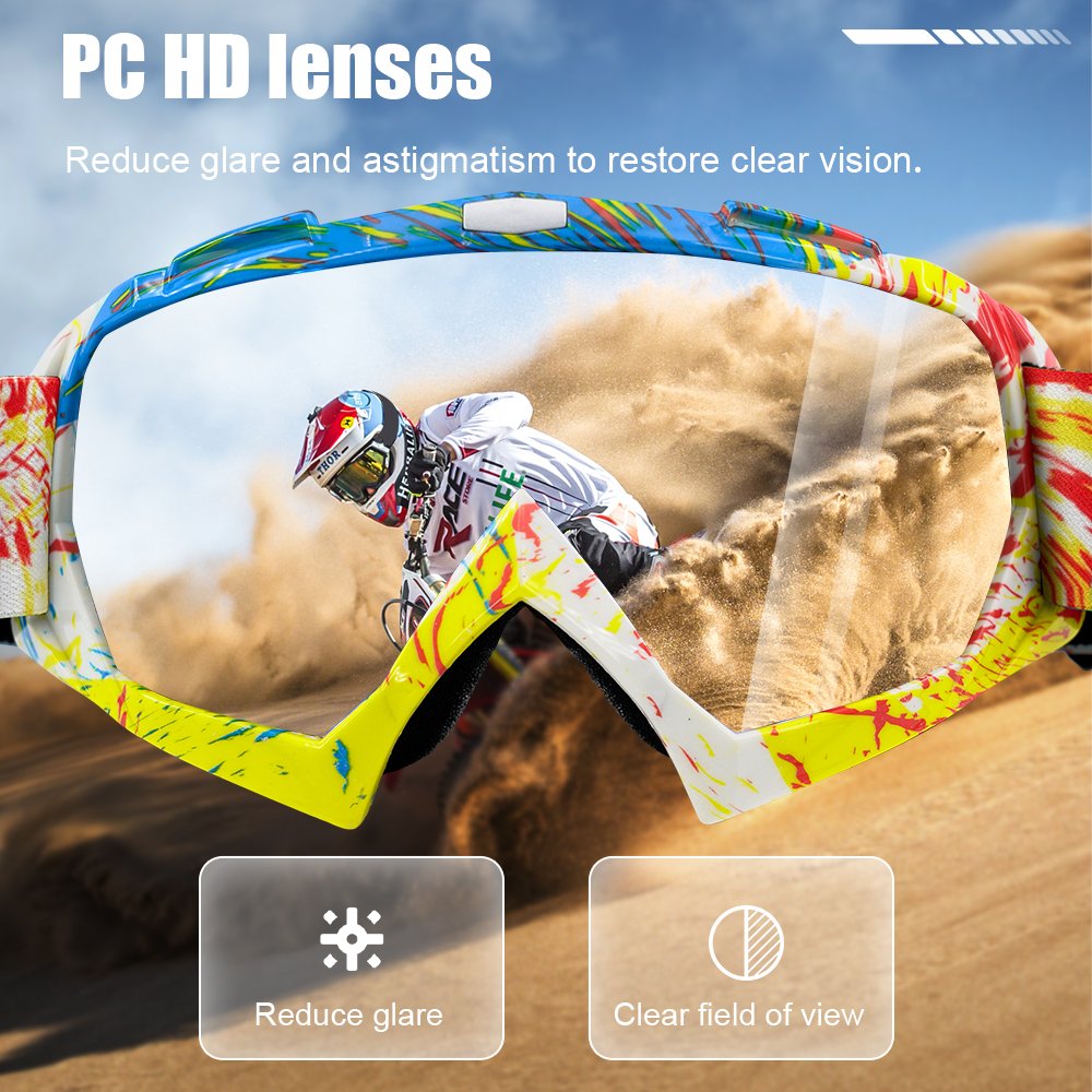 Dirt Bike Motorcycle Goggles off Road ATV UTV Goggles Anti Scratch Riding Goggle Glasses for Men Women
