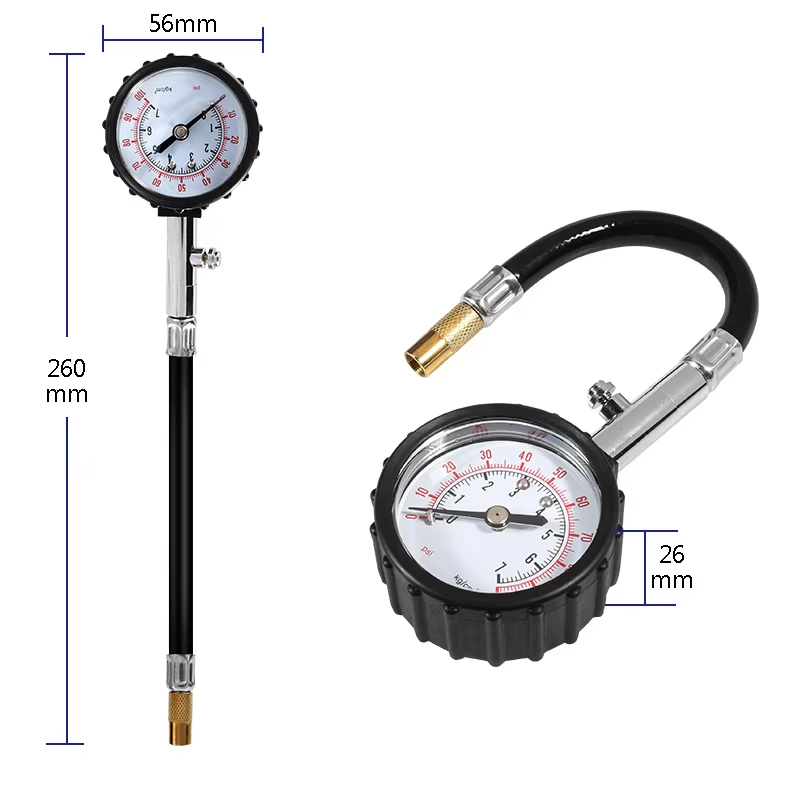 High-Precision 0-100PSI Long Tube Gauge Meter Tyre Air Tester for Car and Motorcycle Tire Pressure Monitoring System