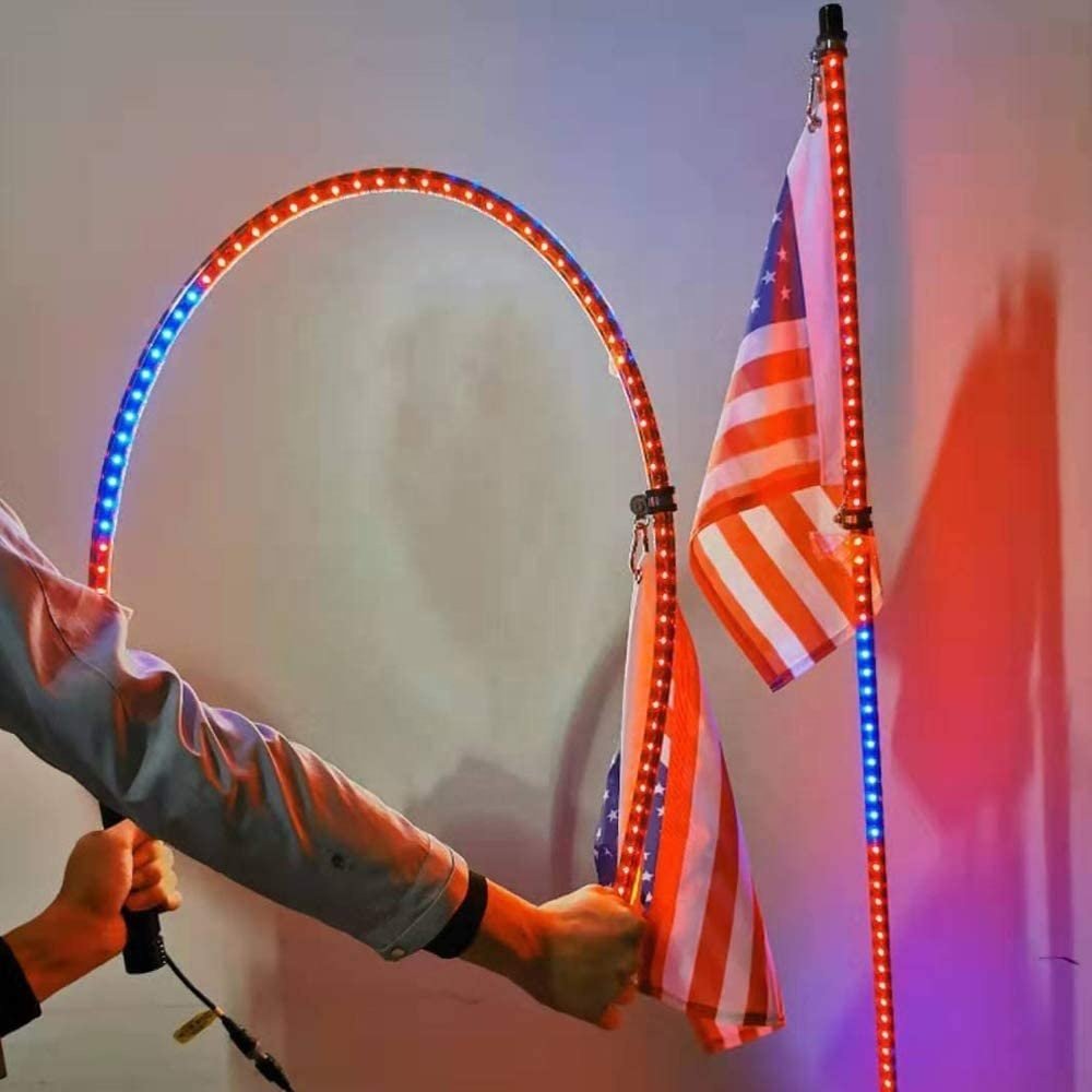 Single Color Top Light With Straight Buggy Whip Dancing LED Whip Light 4ft 5ft 6ft LED Antenna Off Road ATV UTV Parts Camping