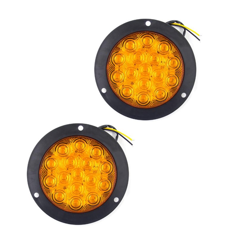 2PCS 4" Round Red 16LED Truck Rear Taillight Car Trailer Turn Brake Warning Lamp Truck LED Lights Reflector ATV Stop Light