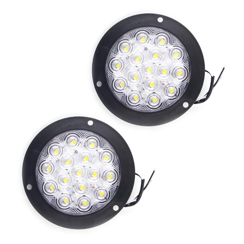 2PCS 4" Round Red 16LED Truck Rear Taillight Car Trailer Turn Brake Warning Lamp Truck LED Lights Reflector ATV Stop Light
