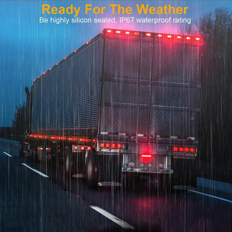 2PCS 4" Round Red 16LED Truck Rear Taillight Car Trailer Turn Brake Warning Lamp Truck LED Lights Reflector ATV Stop Light
