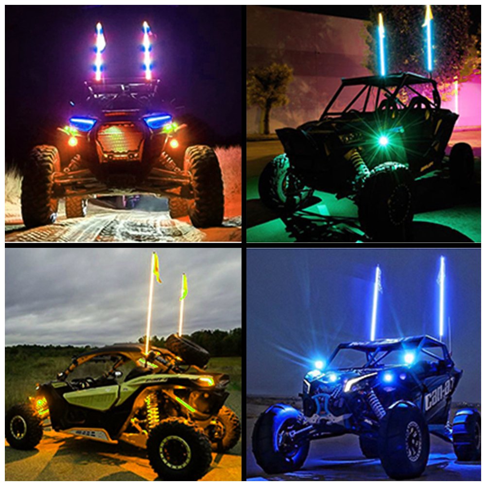 LOYO Antenas Para Led Whip Lights Can Am 1.2m 4f Rgb Flag Led Whip Light 360 Chasing Light Flag Antenna for Atv Utvs