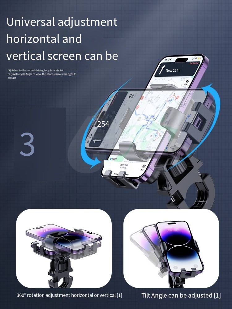 360 Rotatable Phone Holder for Bike Bicycle Scooter ATV Fit 4.7''-7.2'' Smartphones