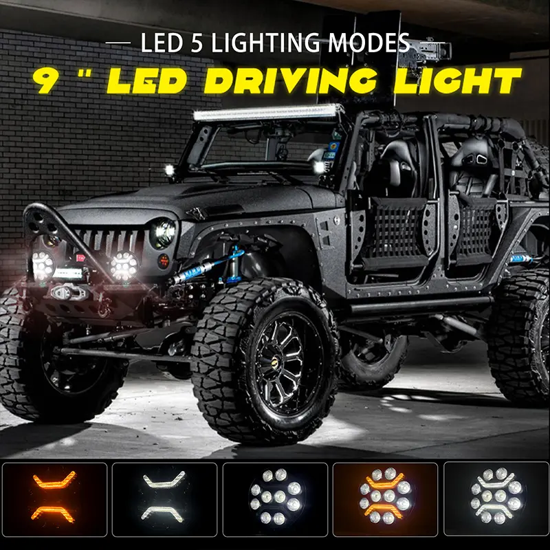 Brightest 120w 12v 24v 9Inch Slim Round Led Auxiliary Driving Light Spotlights for Truck Car Utv Atv