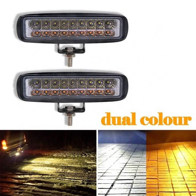 Dual Color Led Work Lights DC12V White+Yellow Car Driving Fog Lamp Auto Exterior Lighting Accessories for SUV Truck ATV Offroad