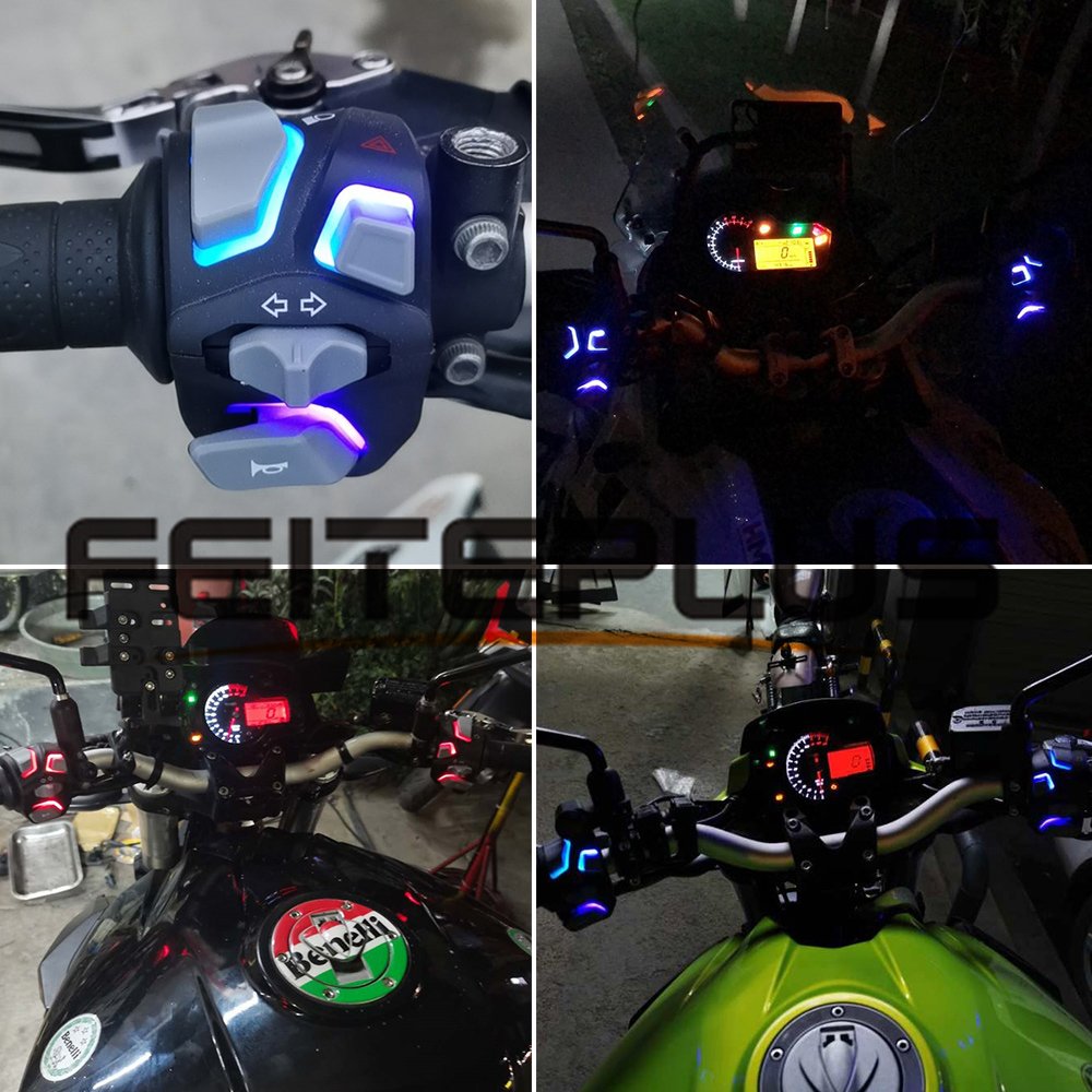 7/8" 22mm Motorcycle ATV Handlebar Control Switches Headlight Fog Lamp Light Turn Signal Horn Switch Button Blue Red LED Light