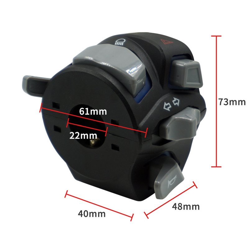 7/8" 22mm Motorcycle ATV Handlebar Control Switches Headlight Fog Lamp Light Turn Signal Horn Switch Button Blue Red LED Light