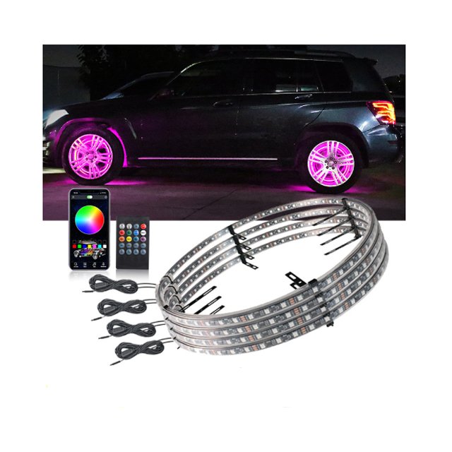 15'' 17'' Waterproof RGB Truck Off Road Ring Rim Light Programmable App Control LED Wheel Light for Car SUV ATV