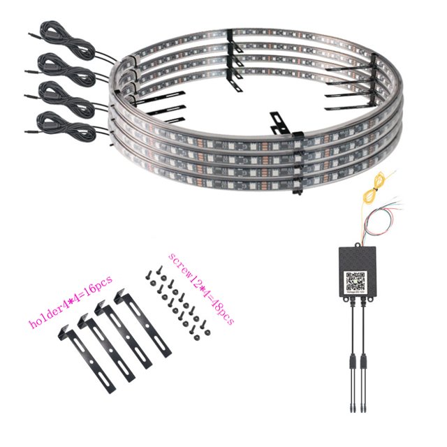 15'' 17'' Waterproof RGB Truck Off Road Ring Rim Light Programmable App Control LED Wheel Light for Car SUV ATV