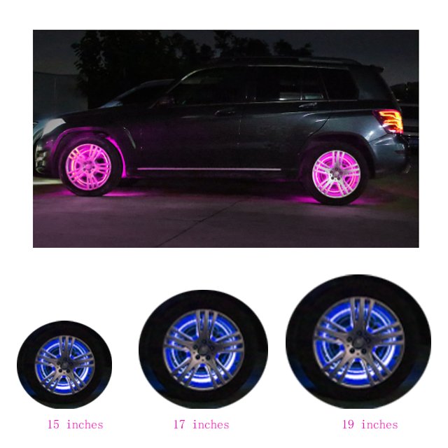 15'' 17'' Waterproof RGB Truck Off Road Ring Rim Light Programmable App Control LED Wheel Light for Car SUV ATV
