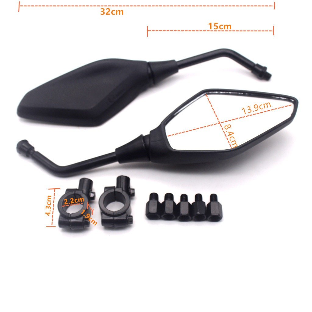 Universal ATV Motorcycle Rearview Side Mirror with Adapter and Screws 10mm