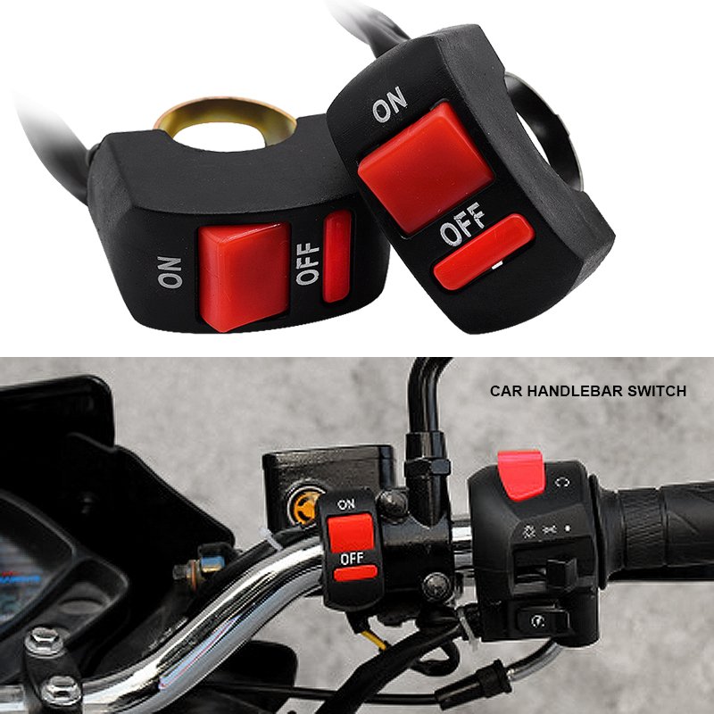 EURS 22mm Handlebar Switch New 12V ATV Electronic Bike Scooter Motorbike Light Bullet Connector Plastic Motorcycle On-Off Push