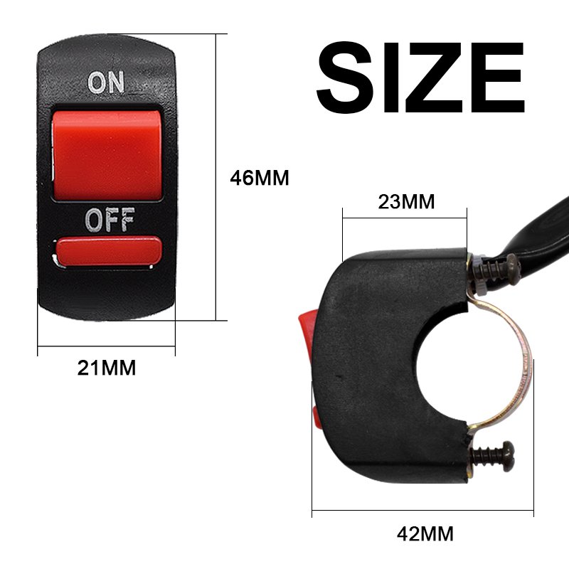 EURS 22mm Handlebar Switch New 12V ATV Electronic Bike Scooter Motorbike Light Bullet Connector Plastic Motorcycle On-Off Push