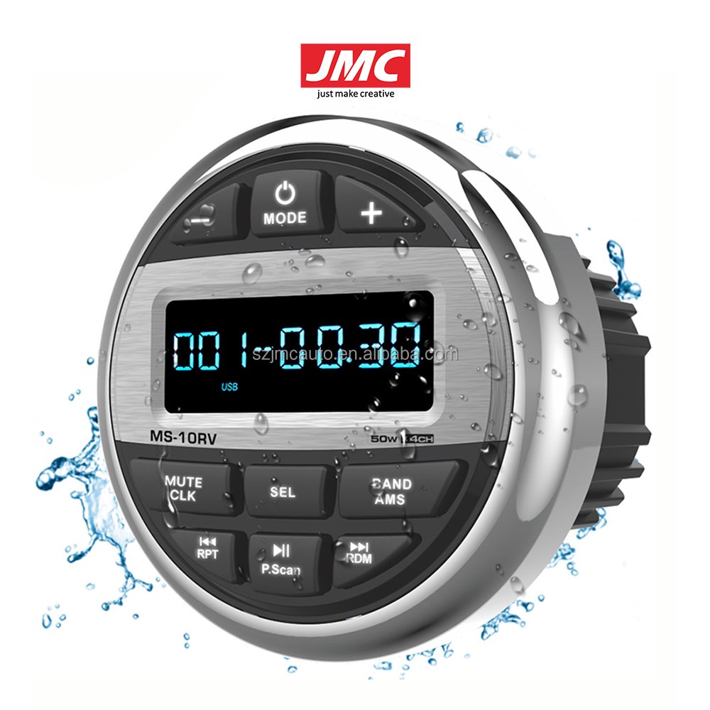 JMC Marine Stereo Smart BT Speaker Multimedia Marine FM AM Radio USB2.0 IPX5 Waterproof for ATV UTV RV Boat SUV Yacht