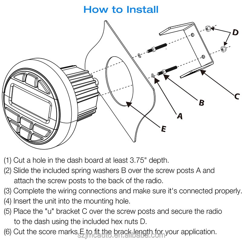 JMC Marine Stereo Smart BT Speaker Multimedia Marine FM AM Radio USB2.0 IPX5 Waterproof for ATV UTV RV Boat SUV Yacht