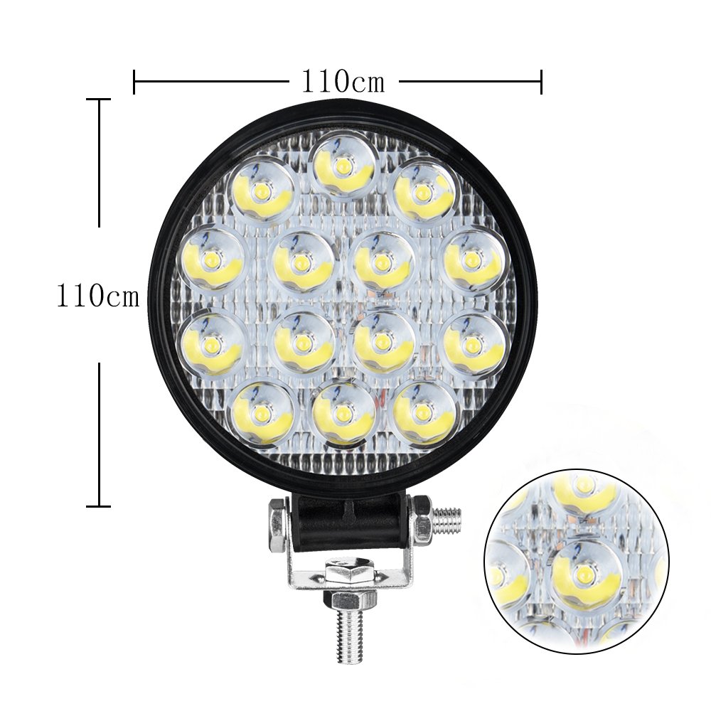 DXZ 14LED 42W Round Shape Car Led Fog Lights for Trucks Cars Led Work Light Bar for Off Road Car/Motorcyc SUV Boat / ATV