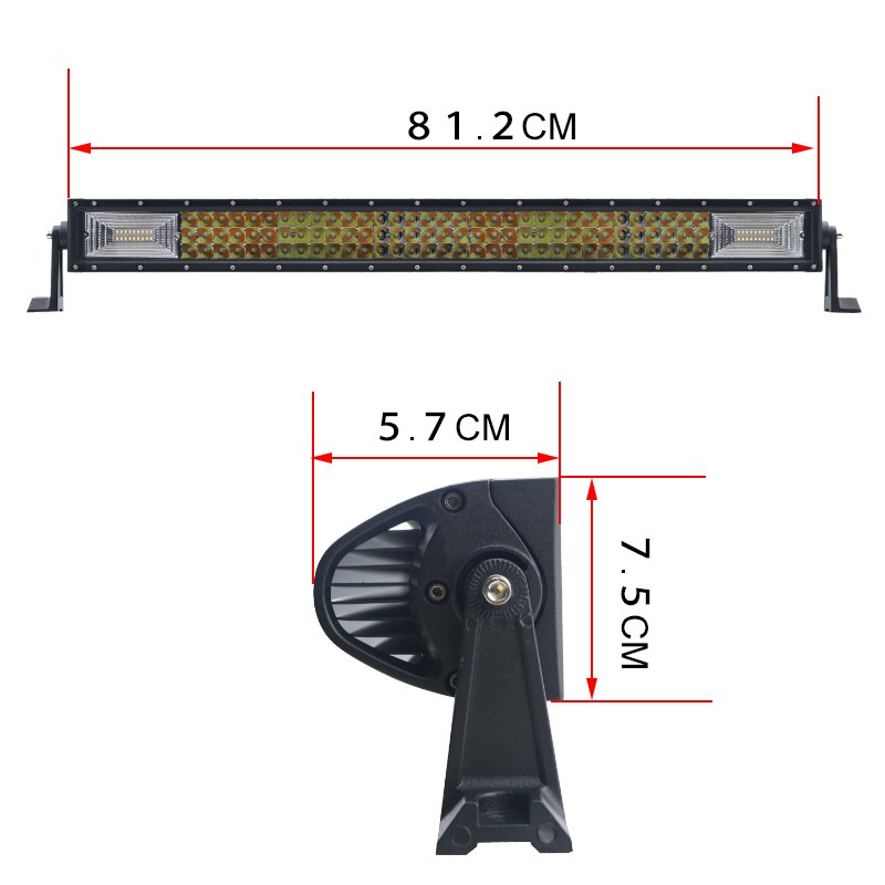 High Power 22 32 42 Inch Amber Offroad Light Double-row Hybrid Dual-Colour LED Strobe Light Bar Atv Led Light bar