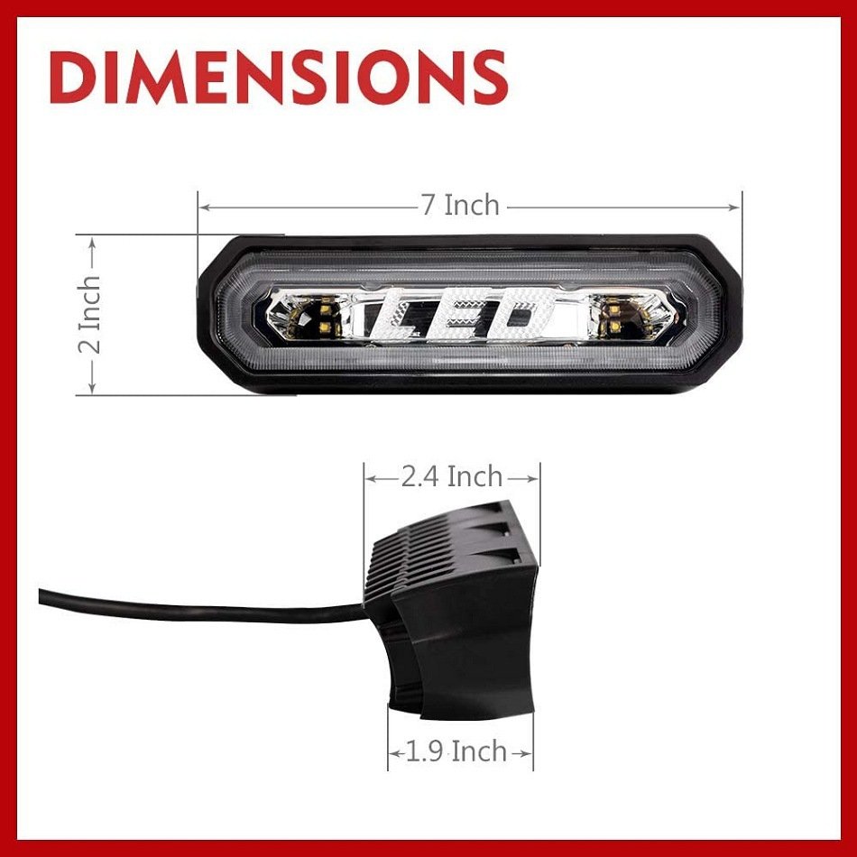 Red Blue 7 Inch 45W 12V 24V Strobe UTV Chase Light for Polaris RZR SXS