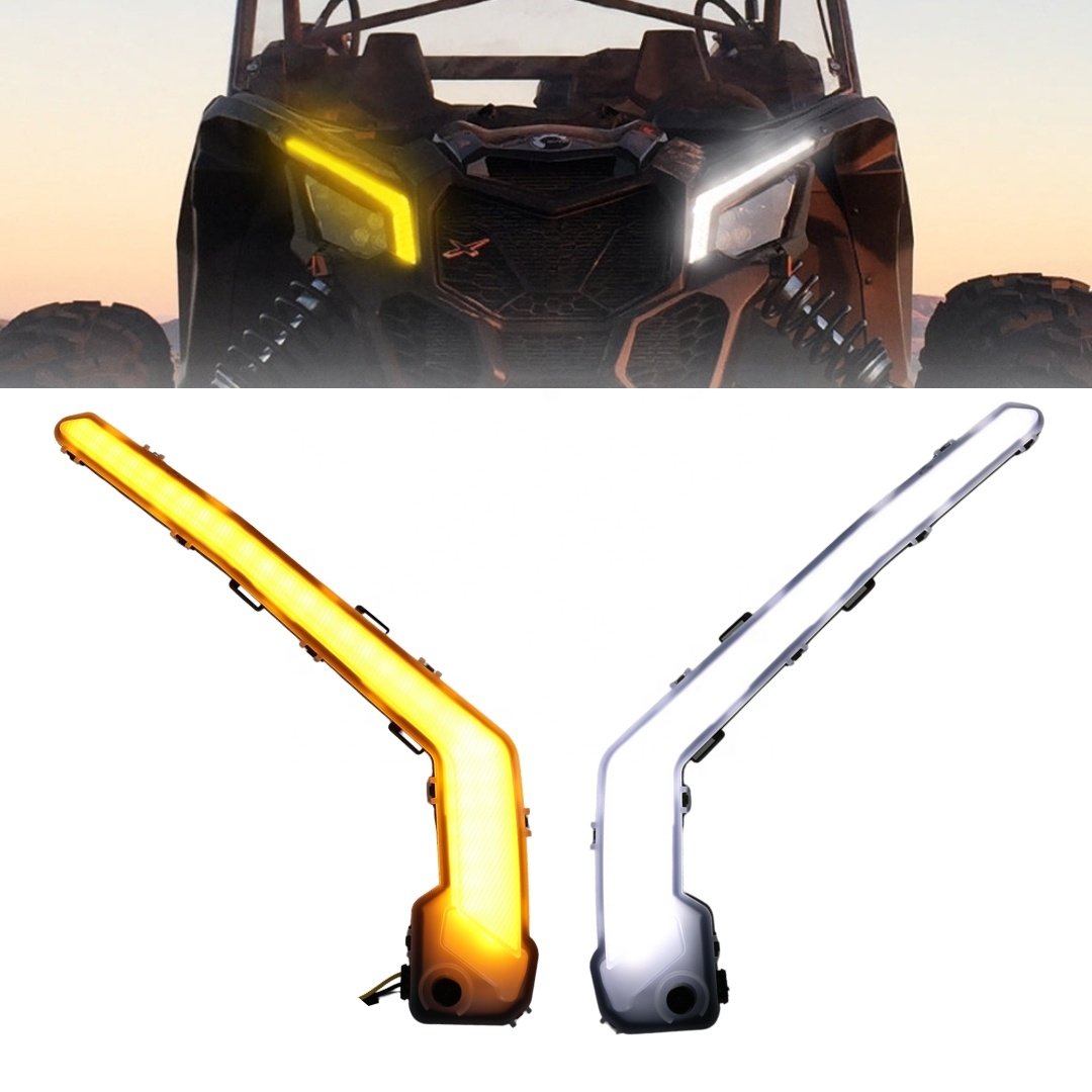 TIYPEOR DRL Turn signal Light White Amber Turning LED Front Side Marker Lights for for Can-Am Maverick X3 2018 -2020