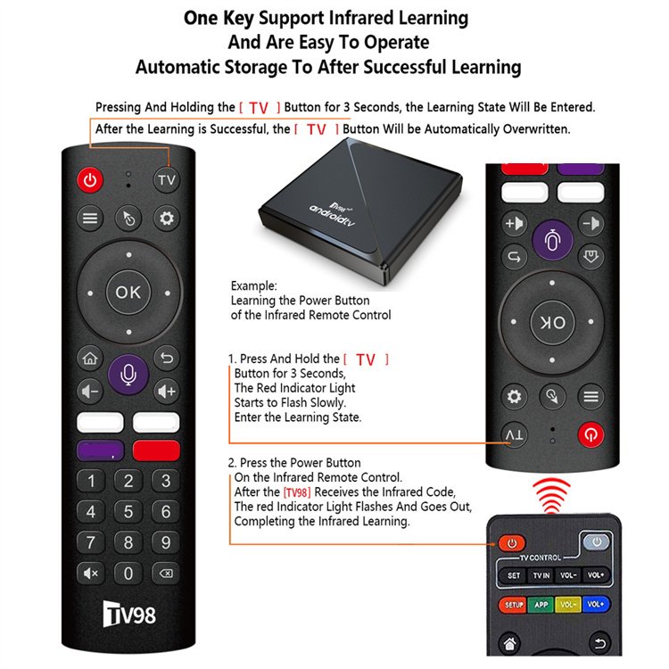 TV98 ATV Pro Tv Box Android 14 ATV Allwinner H313 with BT Voice Remote 2G 16G Smart Tv Box