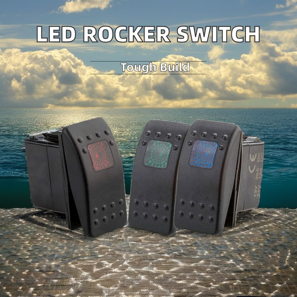 LED Light Bar Dash Rocker Switch 3 Pin On/Off 20A 12V/24V Waterproof Toggle Switch for ATV UTV Boat Marine Car