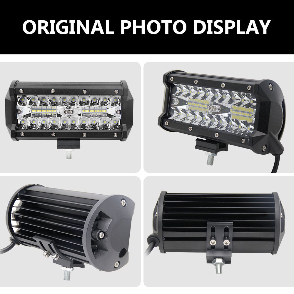 7 Inch 120W LED Work Light Bar IP67 White Yellow Light for Driving 4x4 Offroad Boat Car Tractor Truck SUV ATV Spot Flood Lights