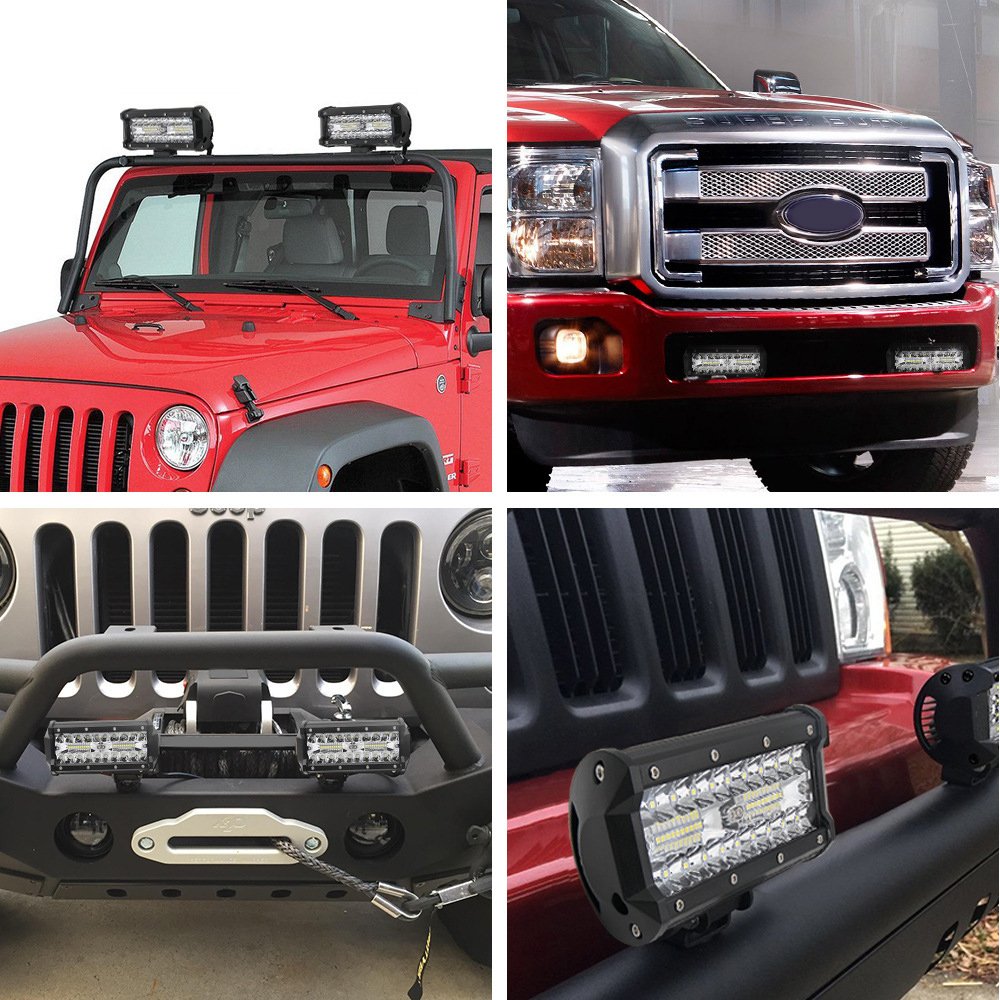 7 Inch 120W LED Work Light Bar IP67 White Yellow Light for Driving 4x4 Offroad Boat Car Tractor Truck SUV ATV Spot Flood Lights