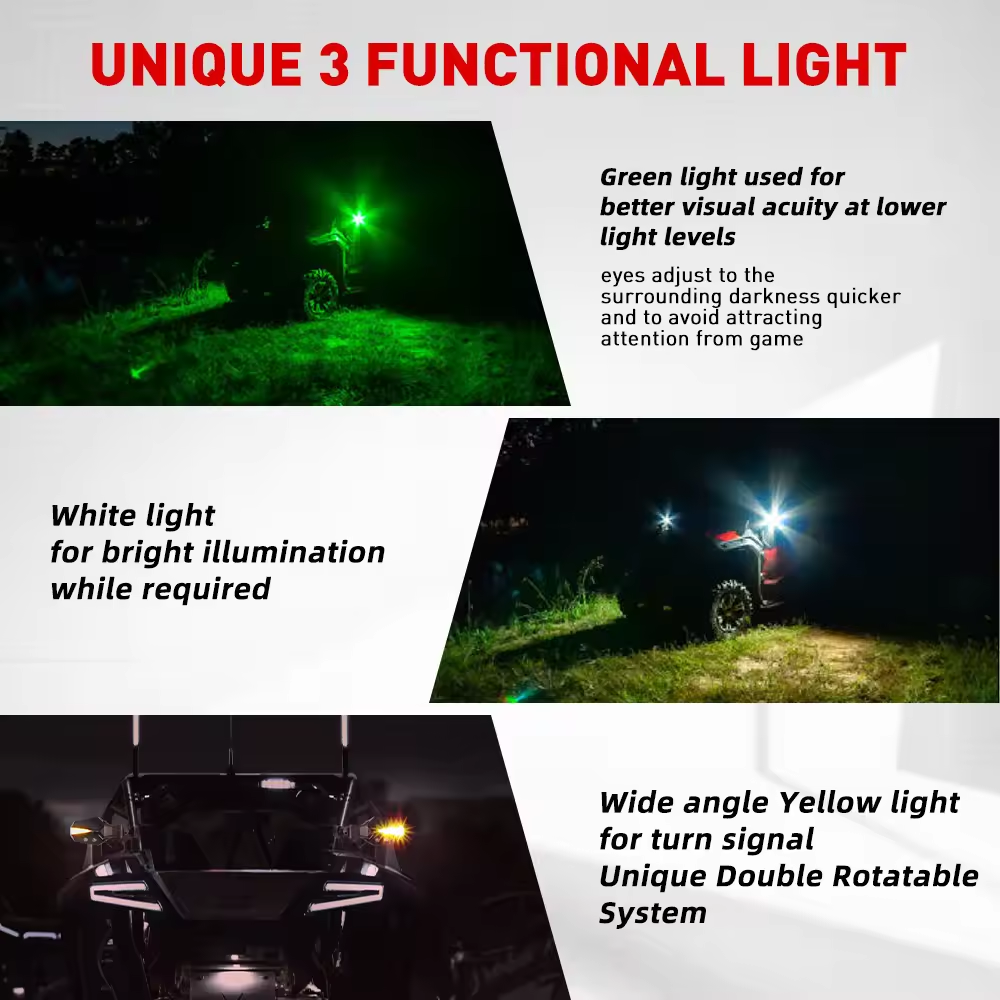 UTV Sideview Lighted Mirror with 1.75 Inch Roll Bar Adjustable Rear Side Turn signal Light for ATV Polaris RZR Can-Am